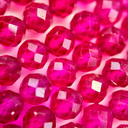 Synthetic Ruby Faceted Round Beads image 3