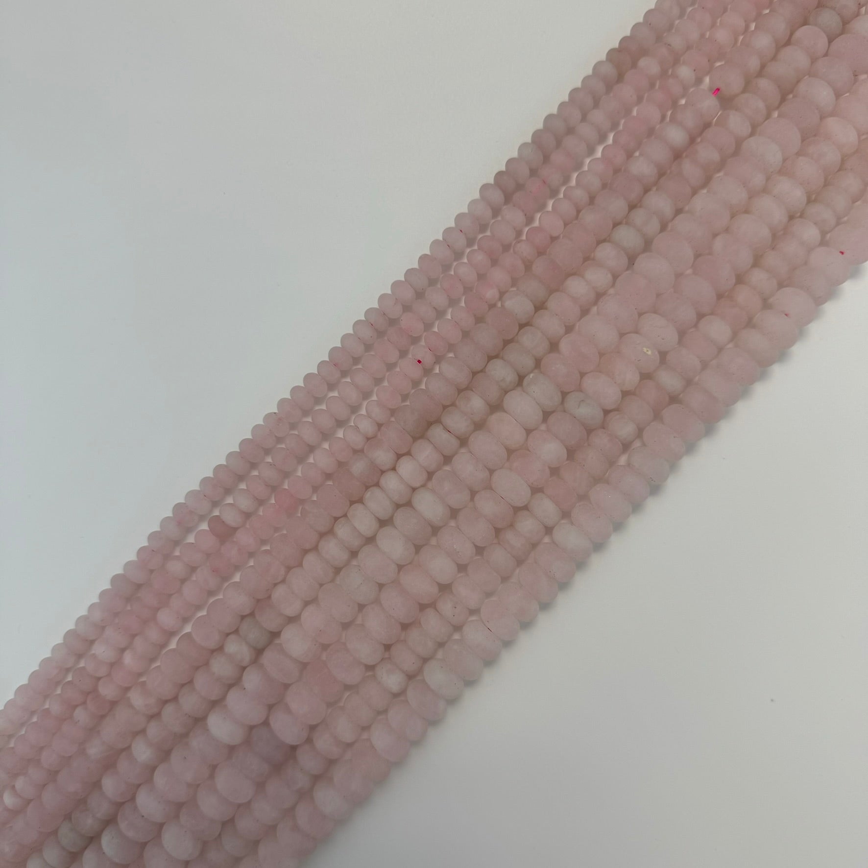 Rose Quartz Frosted Rondelle Beads image 3