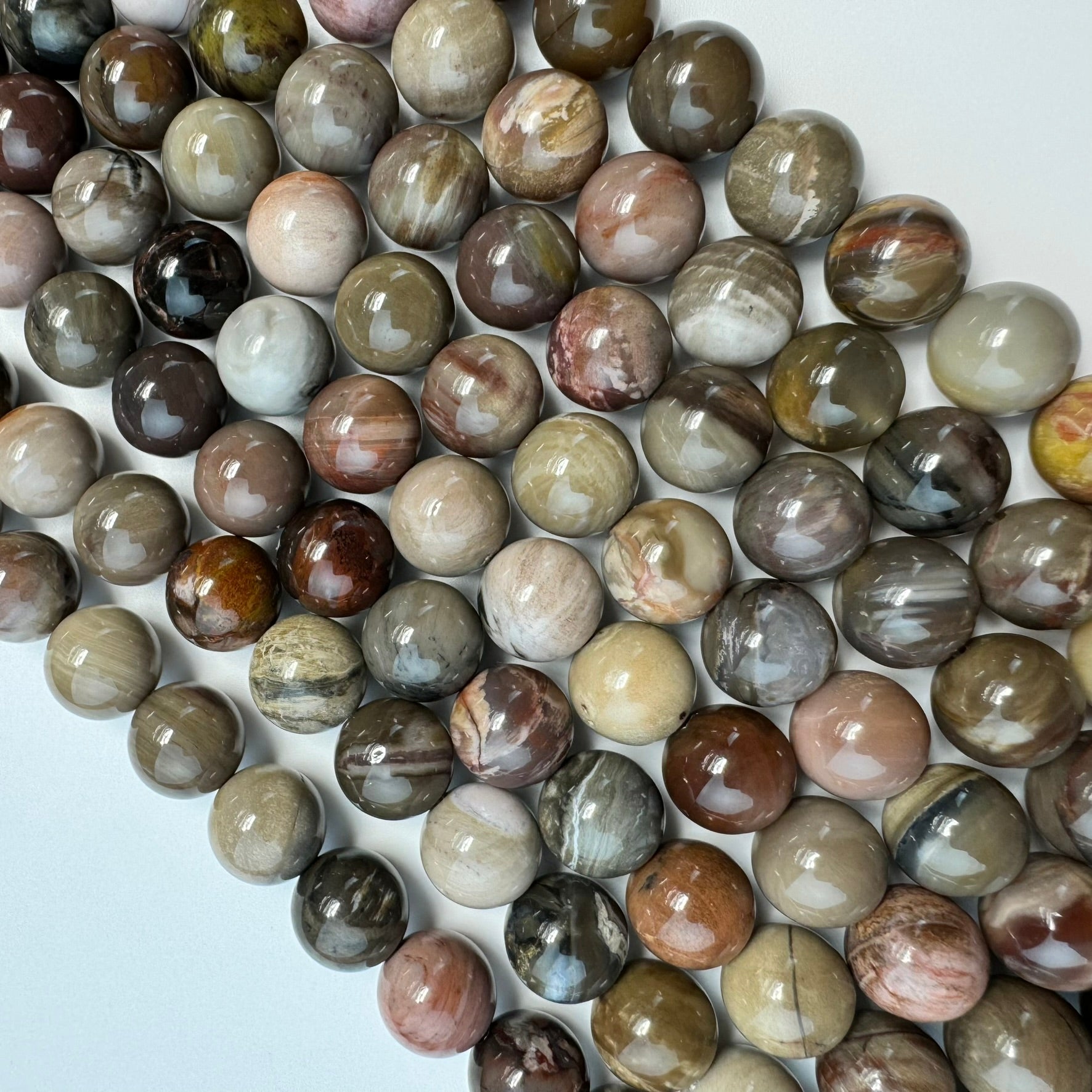Brown Petrified Wood Polished Round Beads image 3