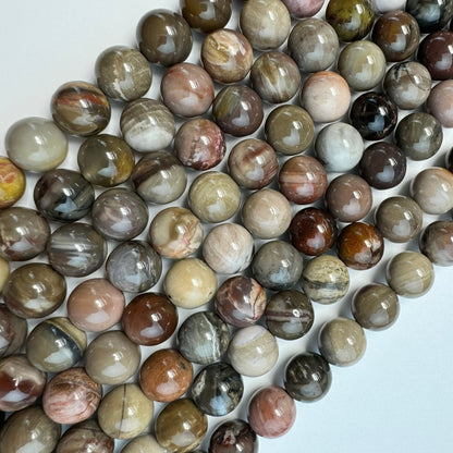 Brown Petrified Wood Polished Round Beads image 3