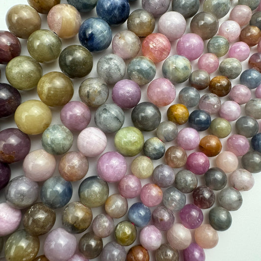 Ruby & Sapphire Polished Round Beads image 0