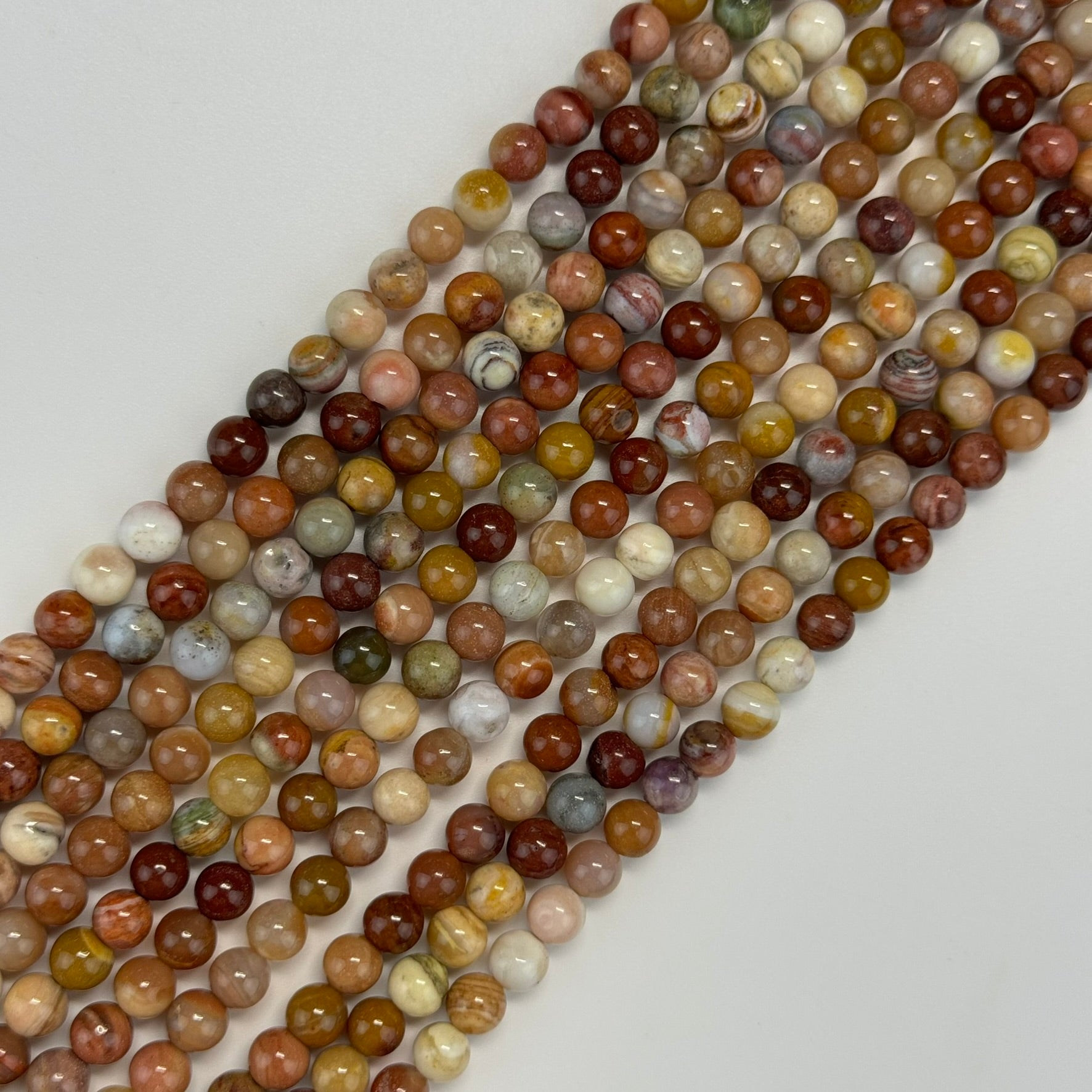 Pink Petrified Wood Polished Round Beads image 7
