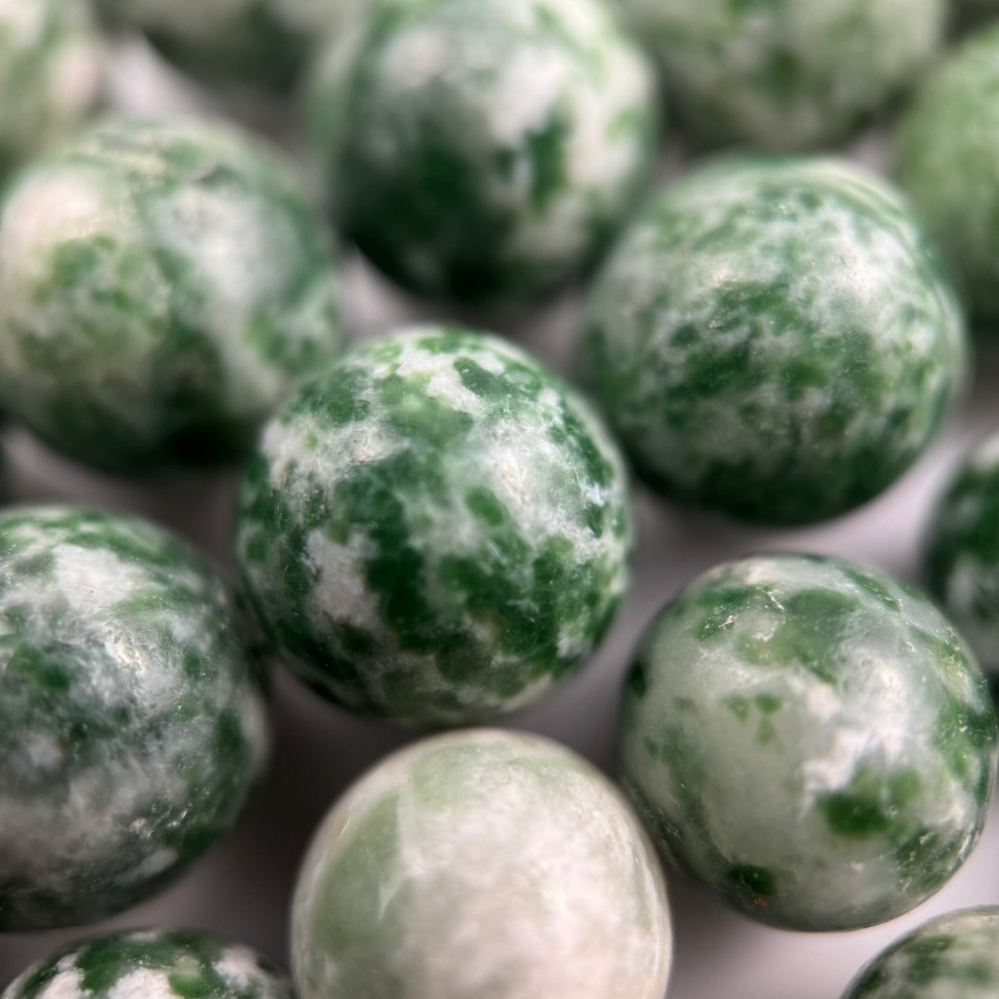 Green Spotted Serpentine Polished Round Beads image 7