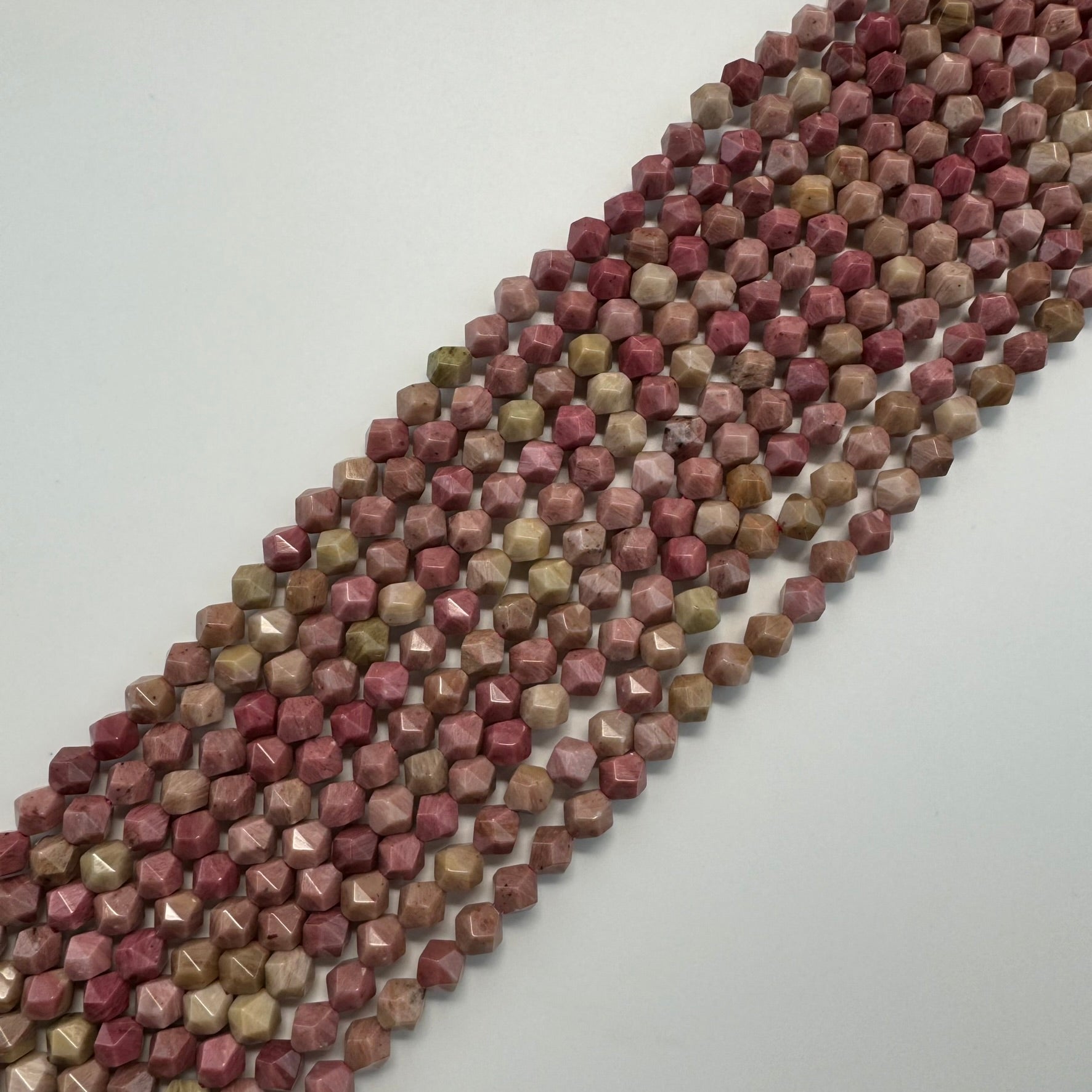 Rhodonite Diamond Cut Beads - A Quality image 6