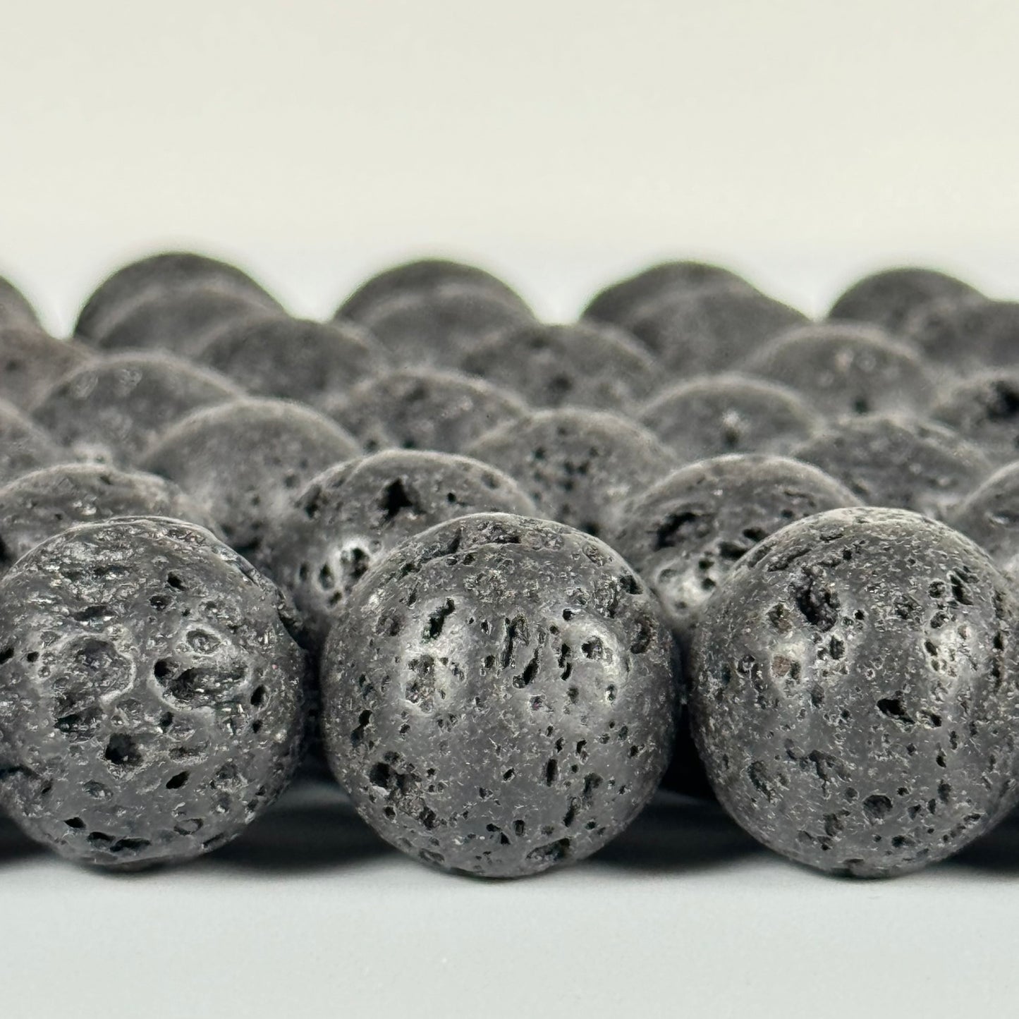 Black Lava Stones Waxed  Round Beads image 3