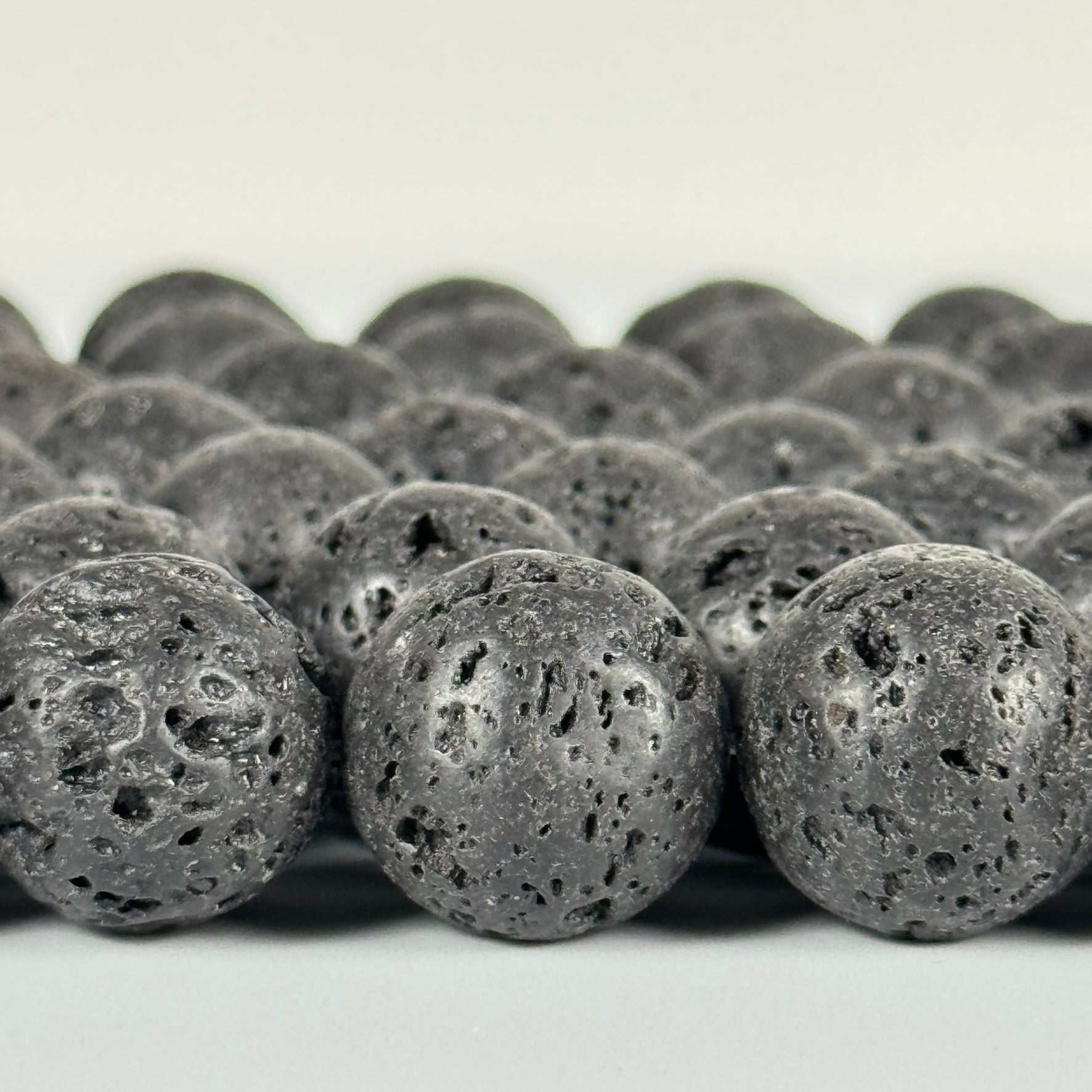 Black Lava Stones Waxed  Round Beads image 3