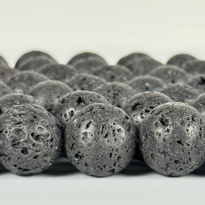 Black Lava Stones Waxed  Round Beads image 3