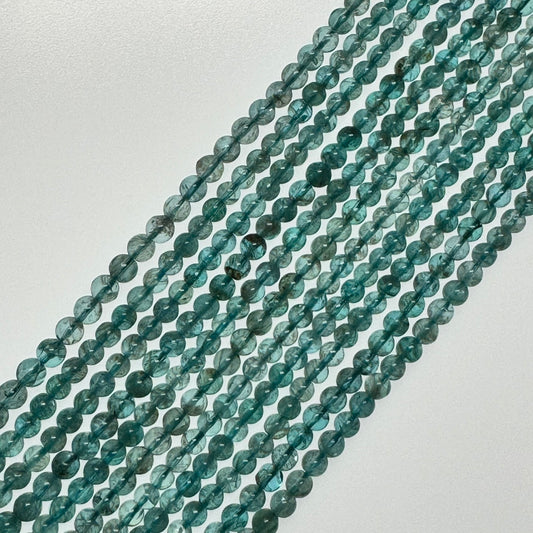 Blue Apatite Round Beads With Polished Finish - (A Quality)