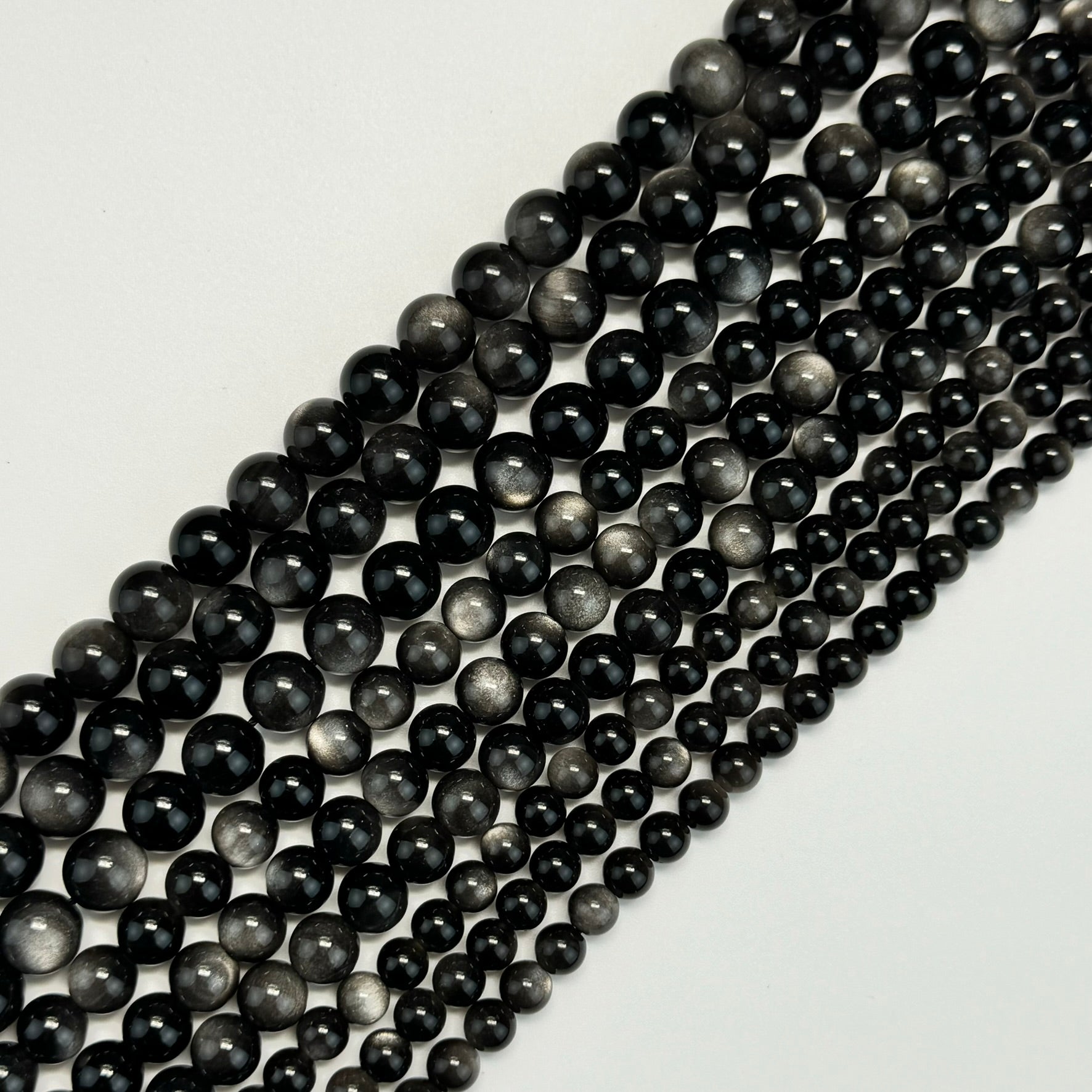 Silver Sheen Obsidian Polished Round Beads image 5