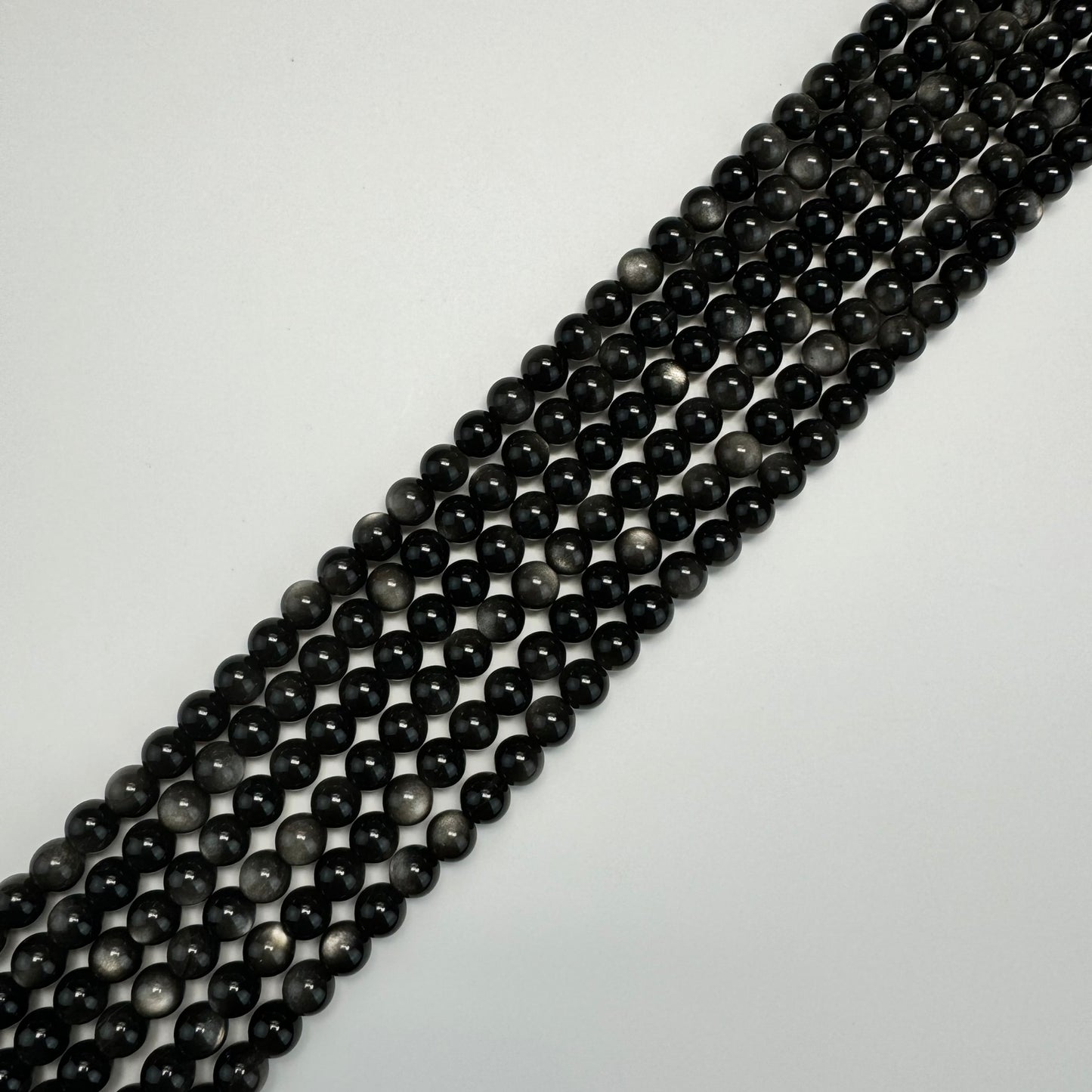 Silver Sheen Obsidian Polished Round Beads image 3