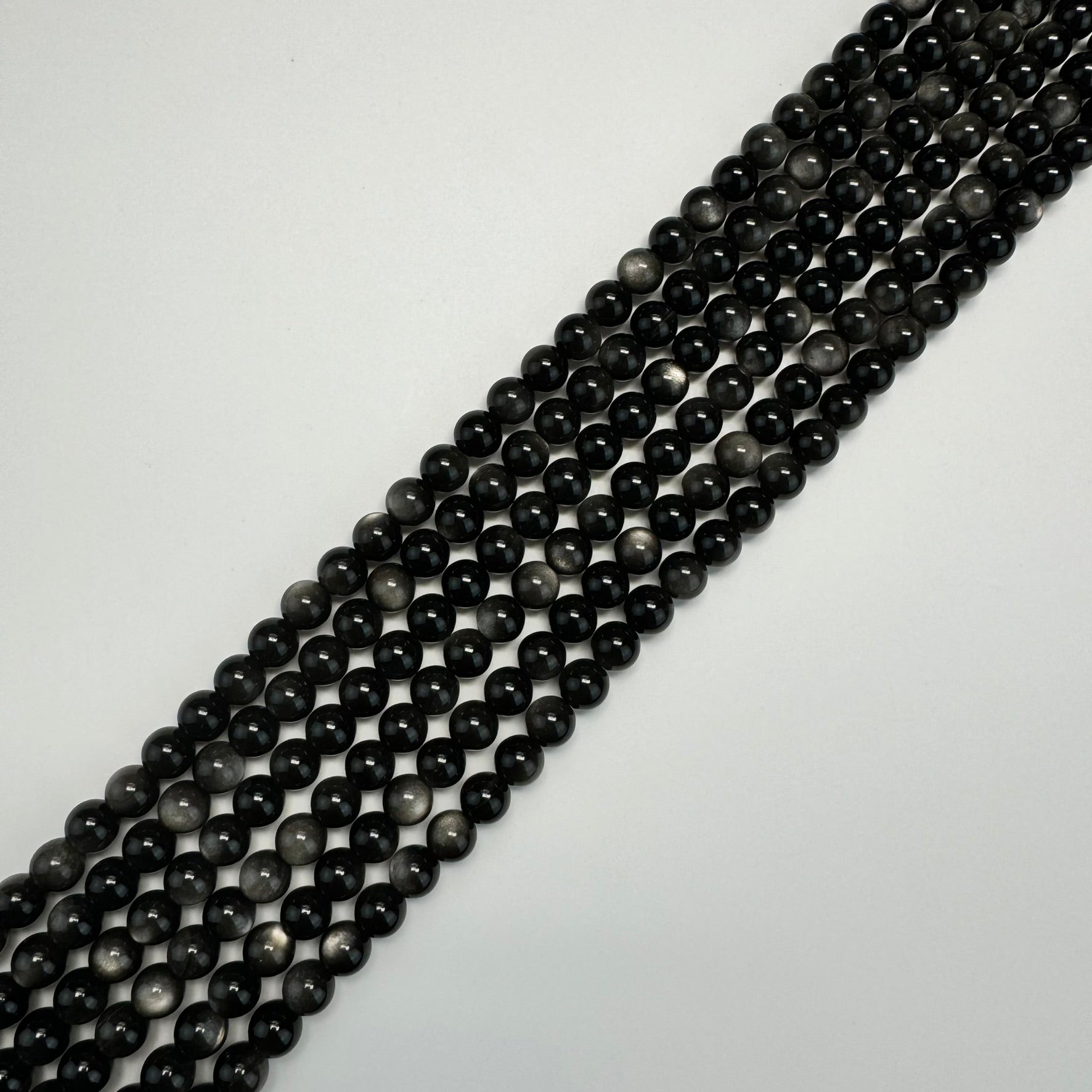 Silver Sheen Obsidian Polished Round Beads image 3