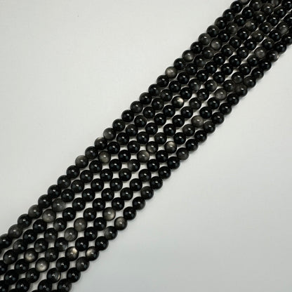 Silver Sheen Obsidian Polished Round Beads image 3
