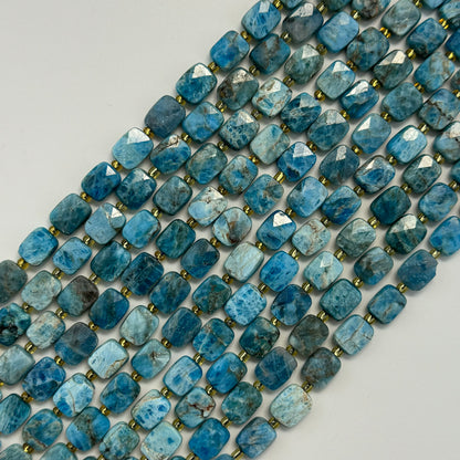 Blue Apatite Rectangular Faceted Cushion Cut Beads10xÂ8 mm Beads image 6