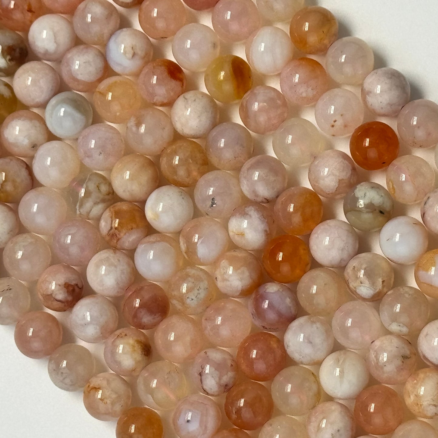 Orange Sakura Agate Polished Round Beads image 3