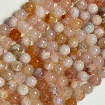 Orange Sakura Agate Polished Round Beads image 3