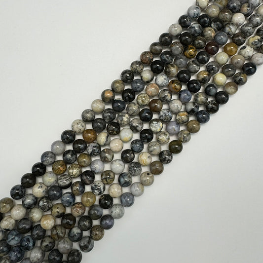 Golden Dendritic Agate Polished Round Beads