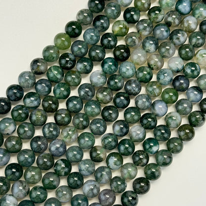 Moss Agate Polished Round Beads  - AAA Quality image 4