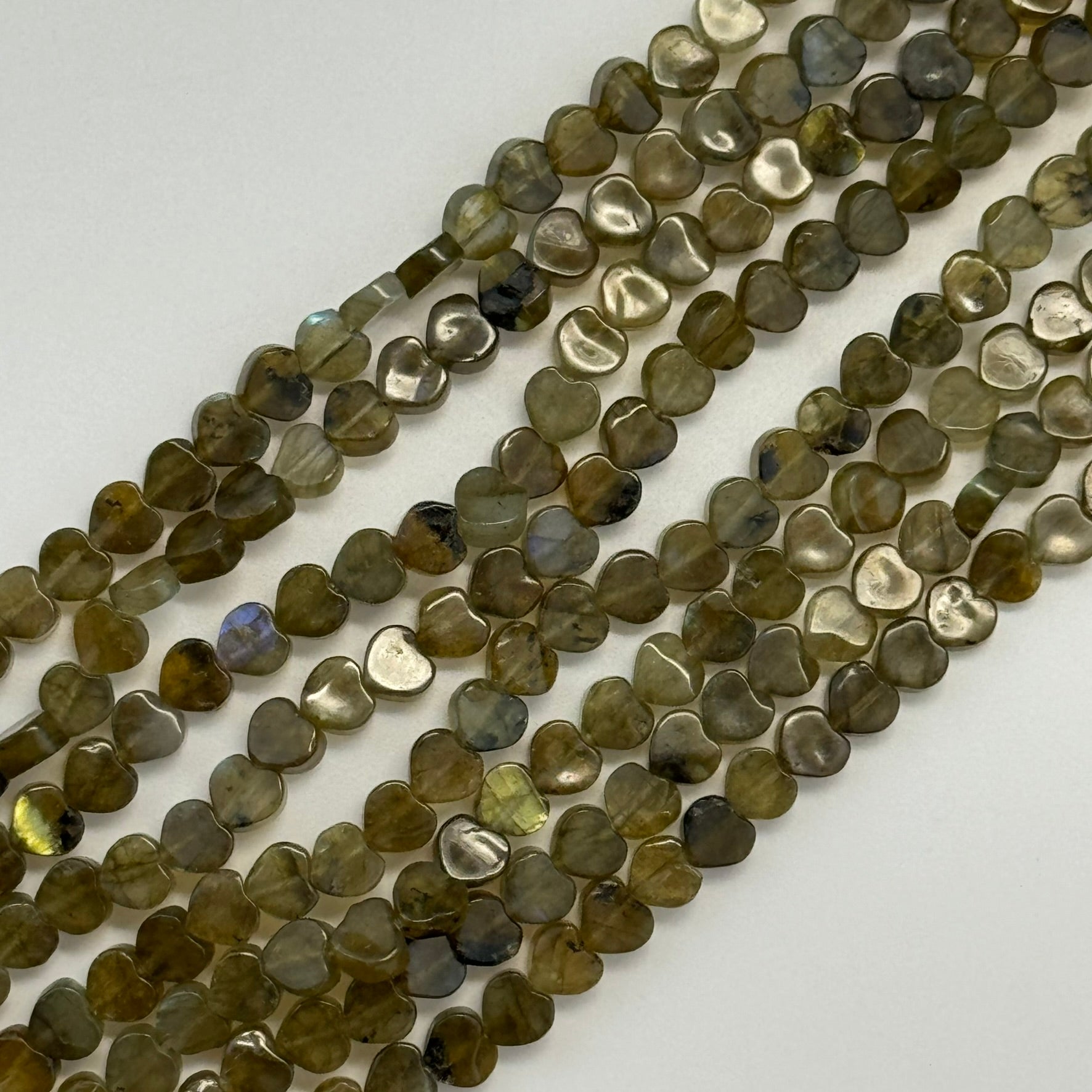 Labradorite Flat Heart Beads image 0