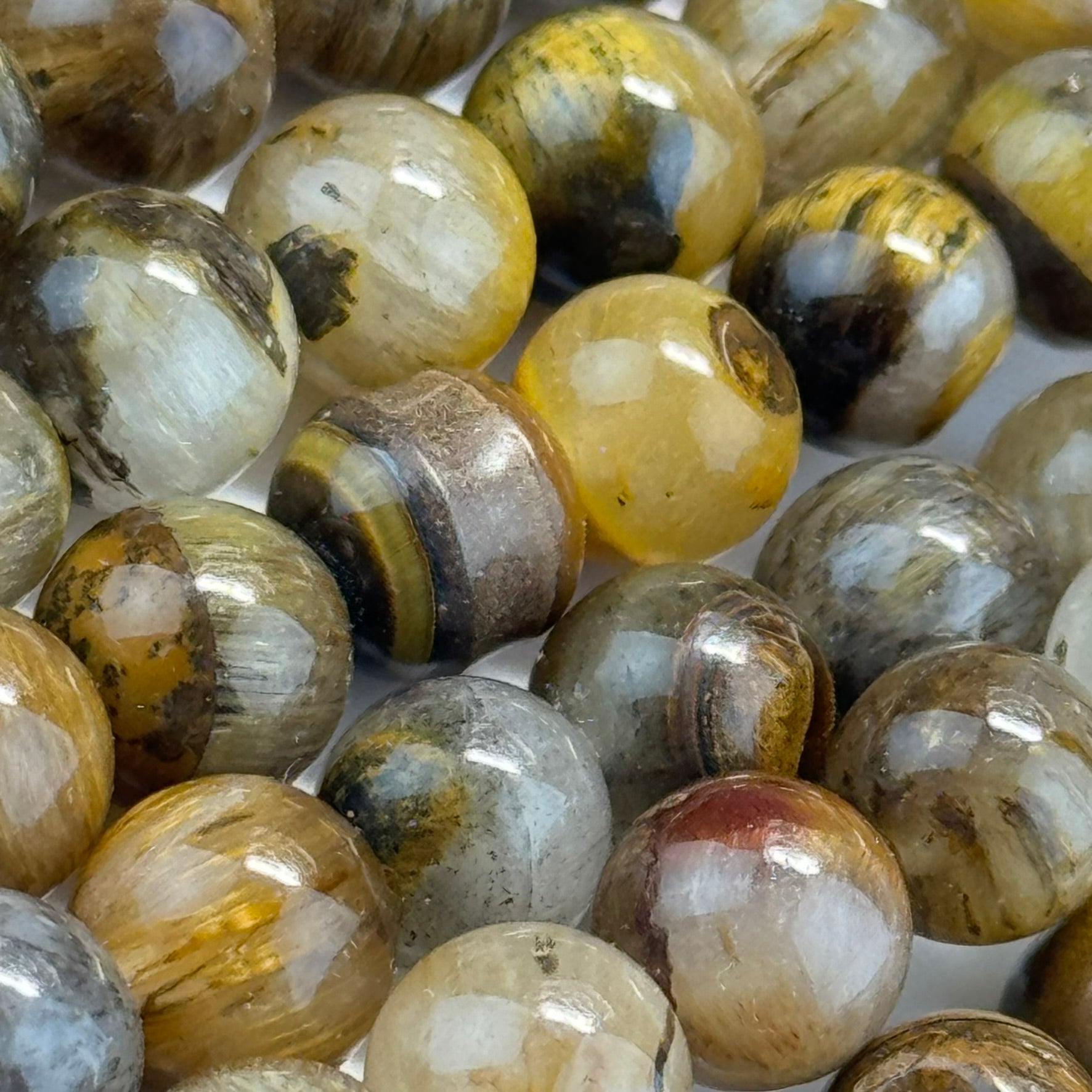 Quartz with Tiger's Eye Polished Round Beads image 8