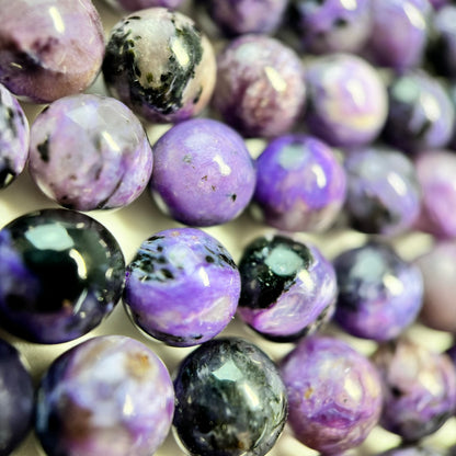 Dark Charoite Polished Round Beads image 3