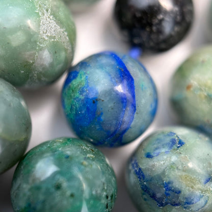 Bluish Azurite and Chrysocolla Polished Round Beads image 5