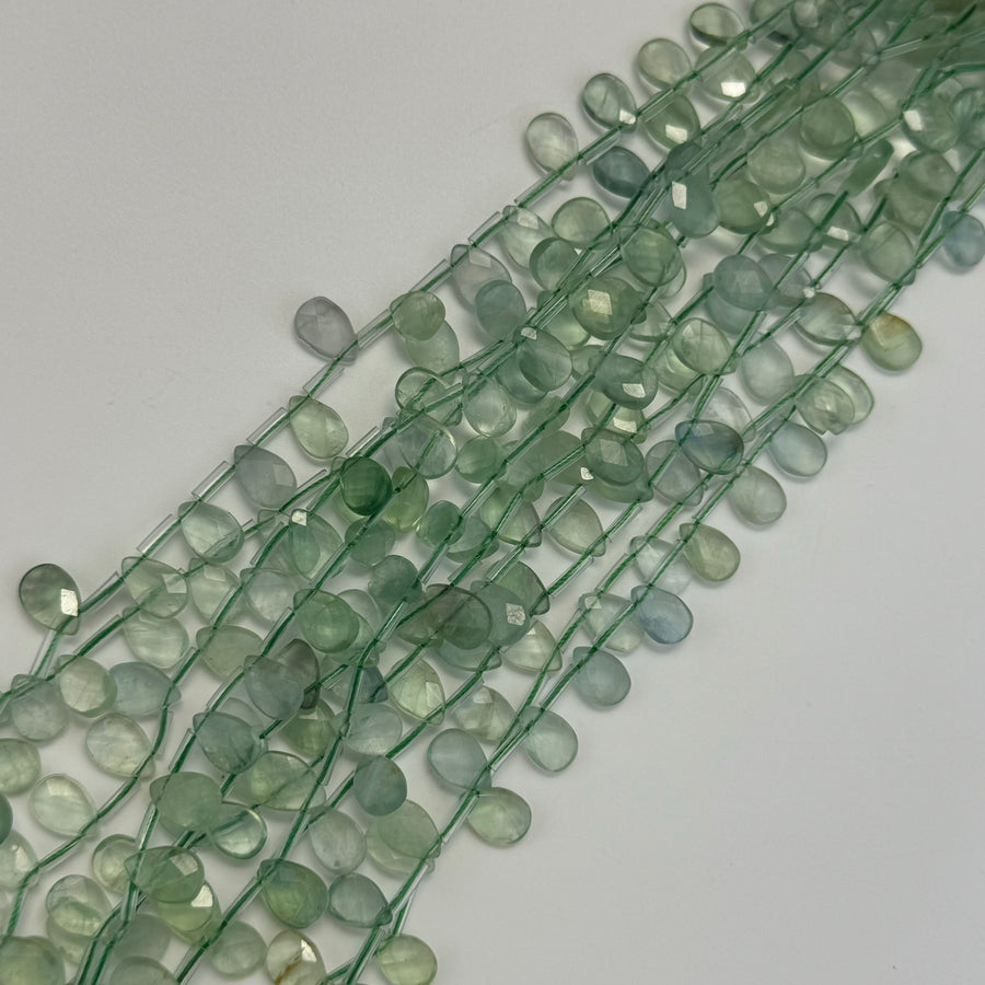 Green Fluorite Faceted Pear Shape Beads image 0