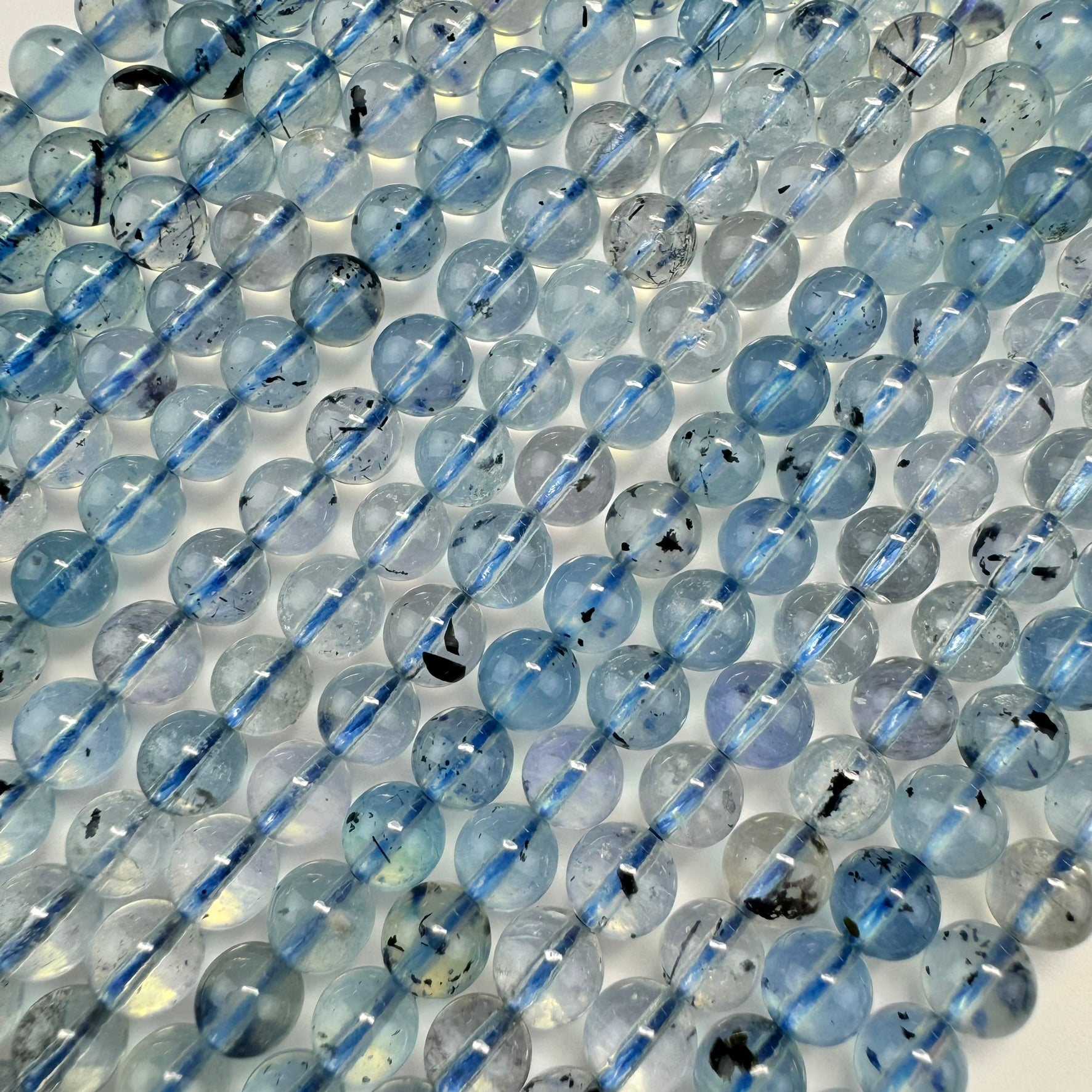 Aquamarine Polished Round Gemstone Beads (6mm) - AAA Quality image 2