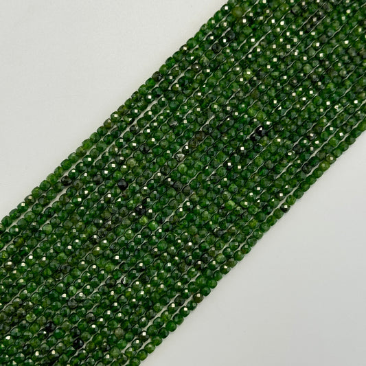 Diopside Beads - Faceted Square (A quality)