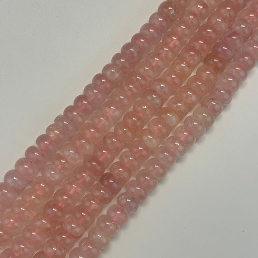 Rose Quartz Flat Rondelle Polished Beads