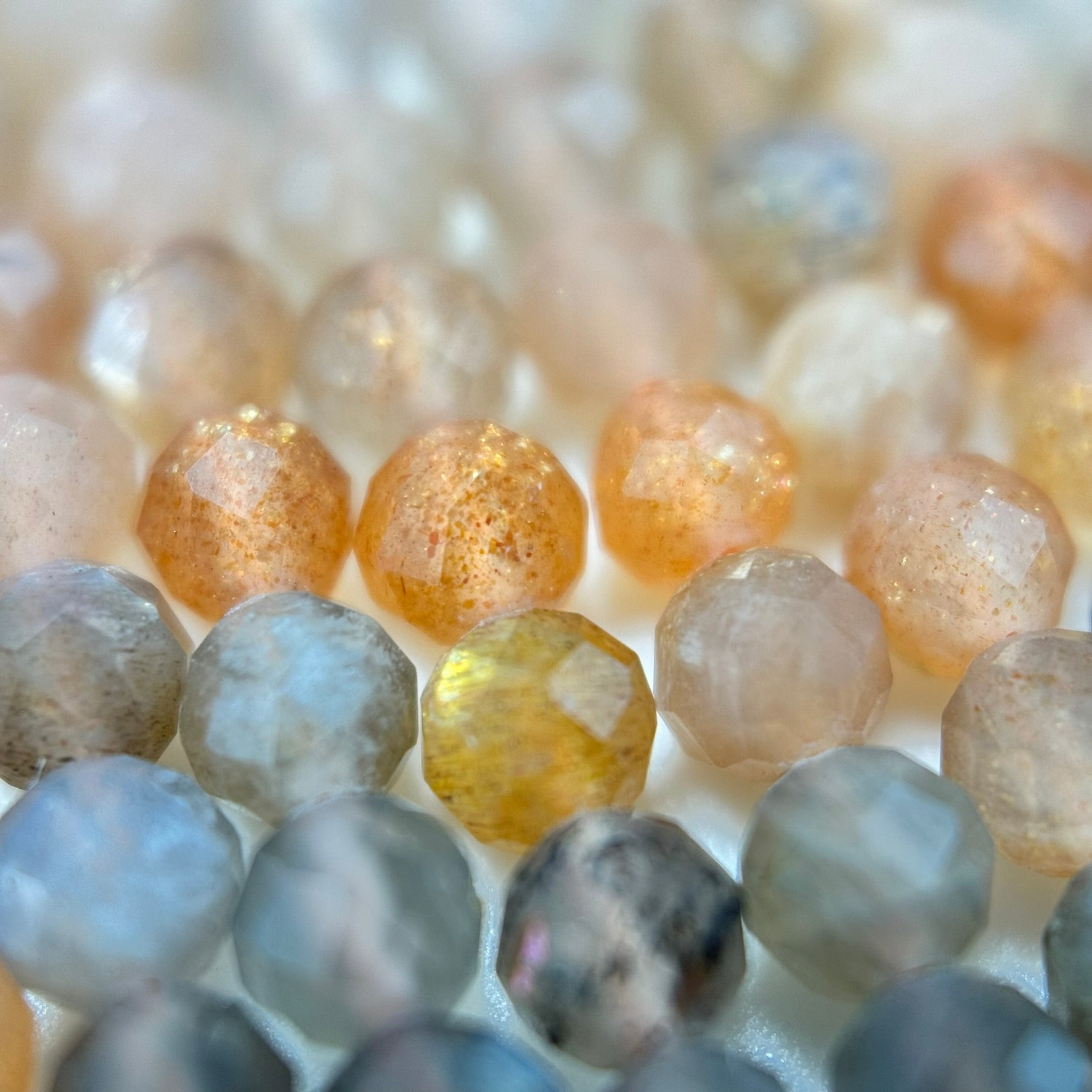 Moonstone Sunstone Faceted Round Beads image 8