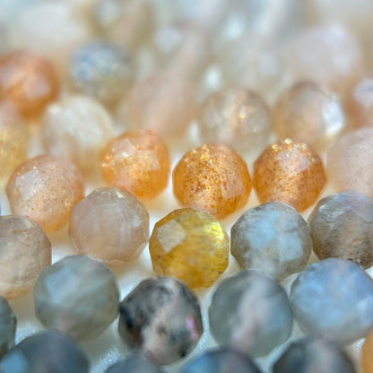 Moonstone Sunstone Faceted Round Beads image 8
