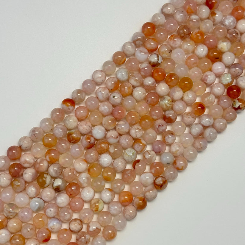 Orange Agate - Natural polished round stone beads, perfect for jewelry making