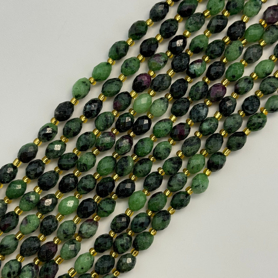 Ruby Zoisite Faceted Barrel 8 Beads image 0
