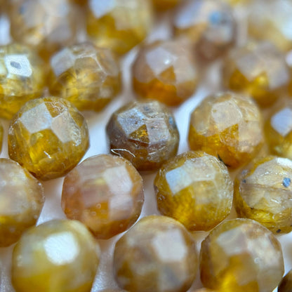 Dark Yellow Apatite Faceted Round Beads image 3