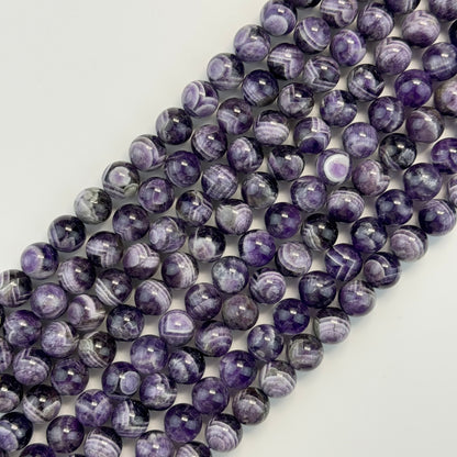Chevron Amethyst Polished Round Beads image 0