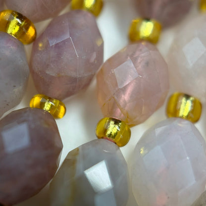 Madagascar Rose Quartz Faceted Barrel 8 Beads image 1