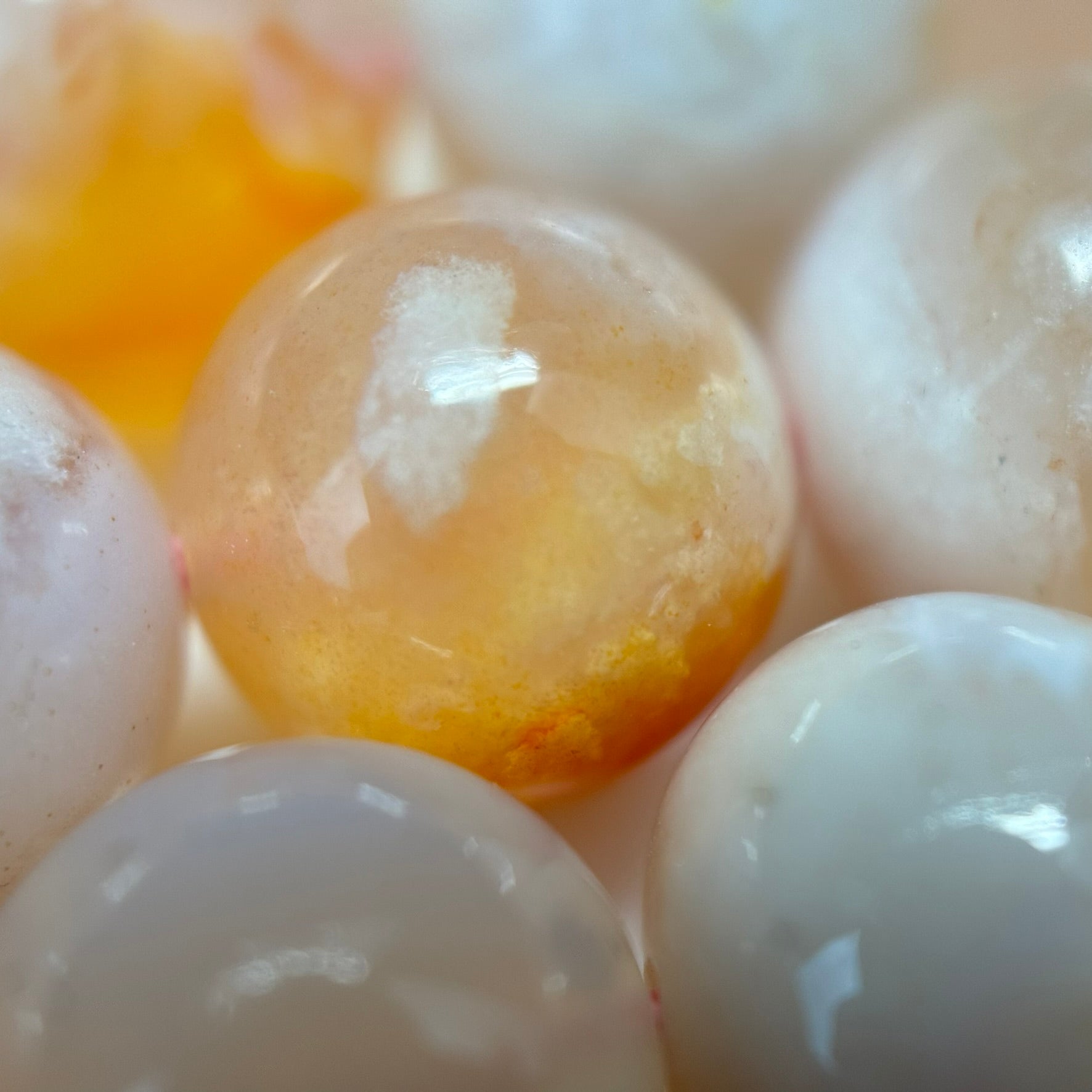 Orange Sakura Agate Polished Round Beads image 7