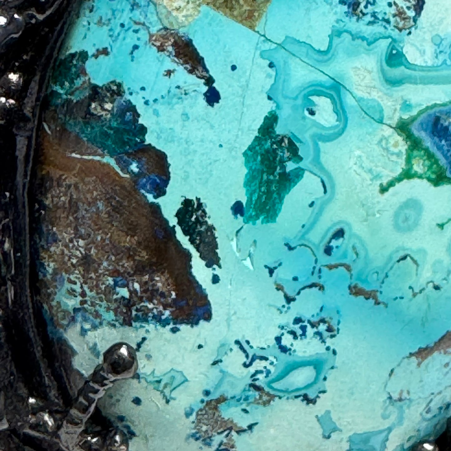 Shattuckite Pendant with Diopside Emeralds in Black Rhodium Plating image 6
