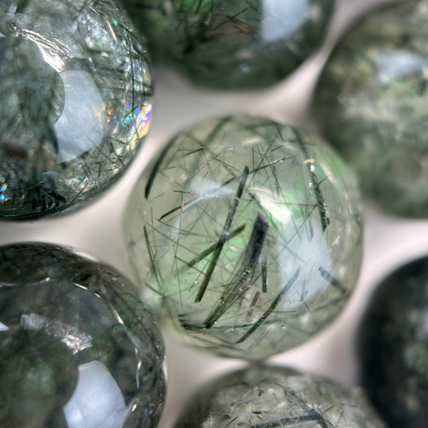 Green Rutilated Quartz Polish Round Beads image 2