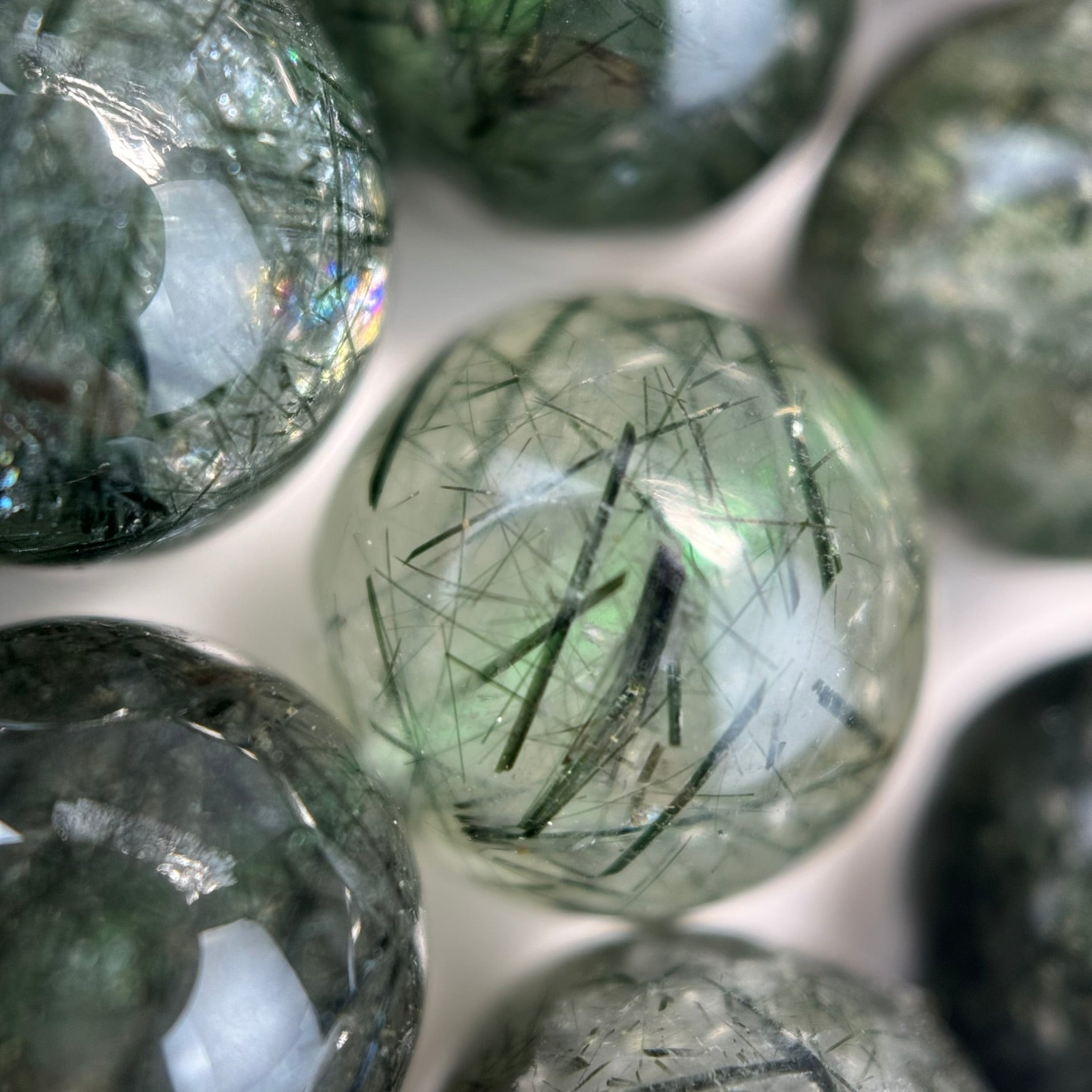 Green Rutilated Quartz Polish Round Beads image 2