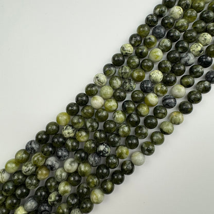 Dendritic Green Serpentine Polished  Round Beads image 0