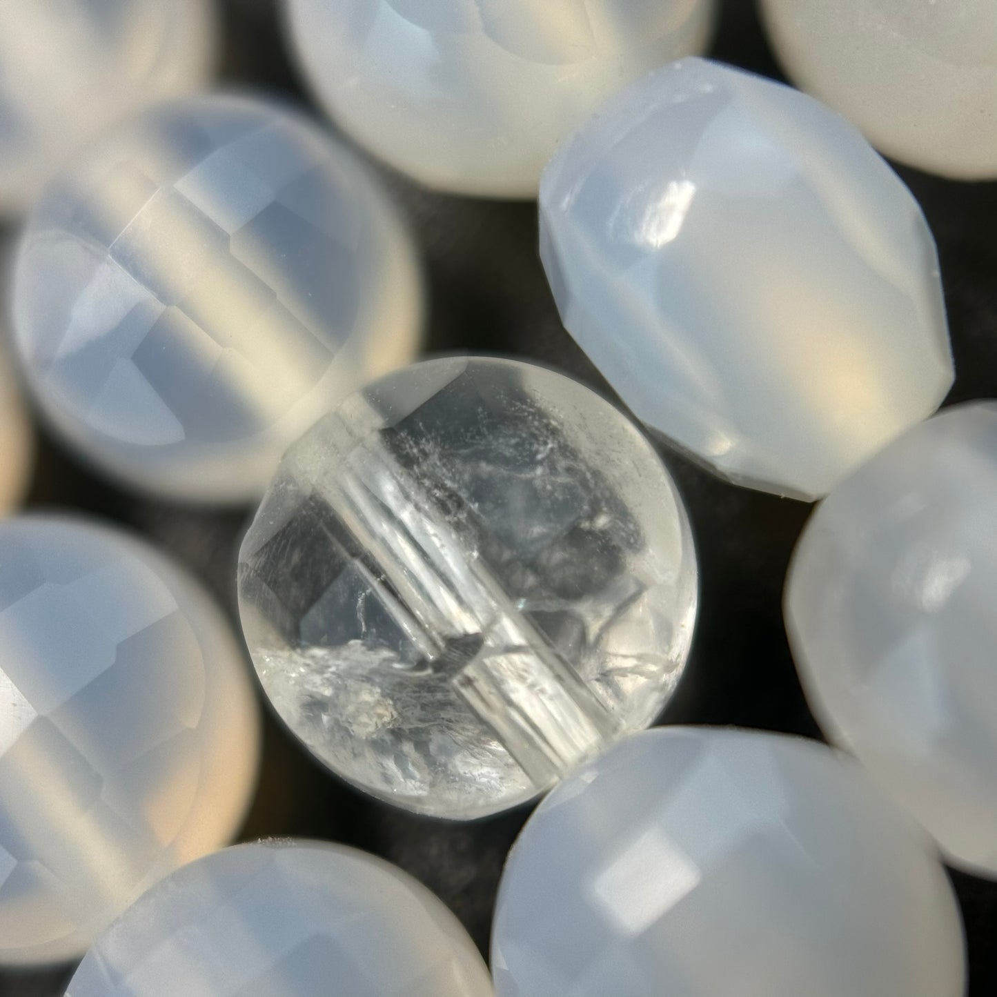 White Agate Lentils Beads image 2