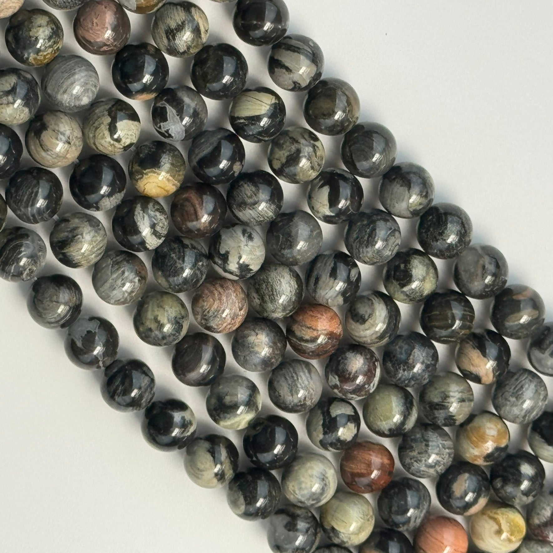 Black Silver Leaf Round Beads image 6