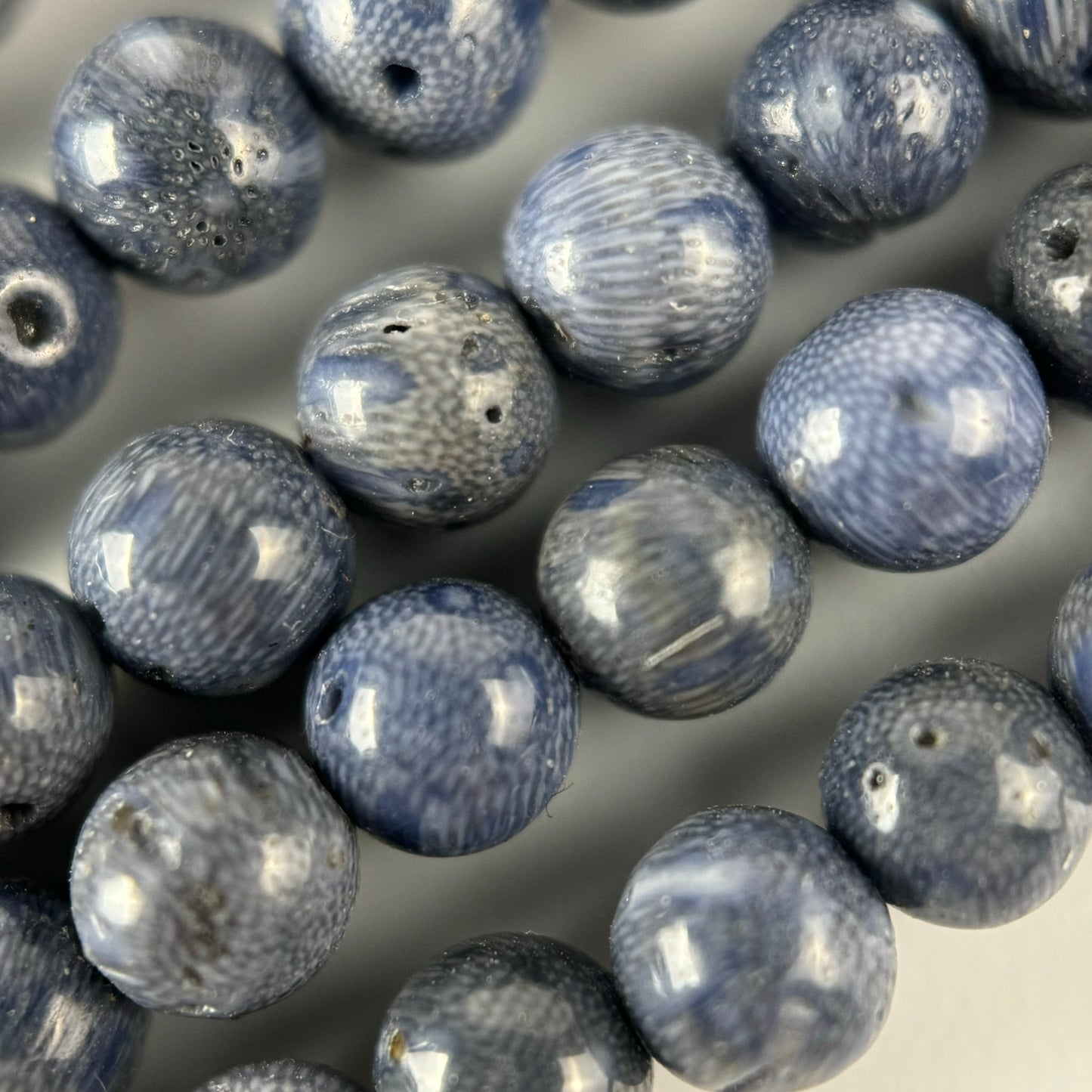 Blue Coral Polished Round Beads image 4