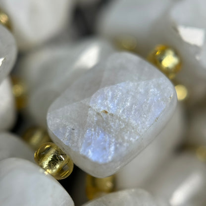 Rainbow Moonstone Rectangular Faceted Cushion Cut 10xÂ8 mm Beads image 1