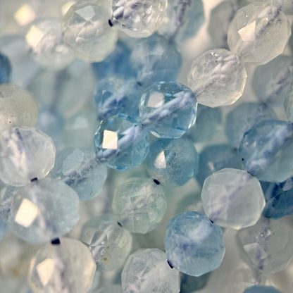 Aquamarine Faceted Round Gemstone Beads - AAA Quality image 4