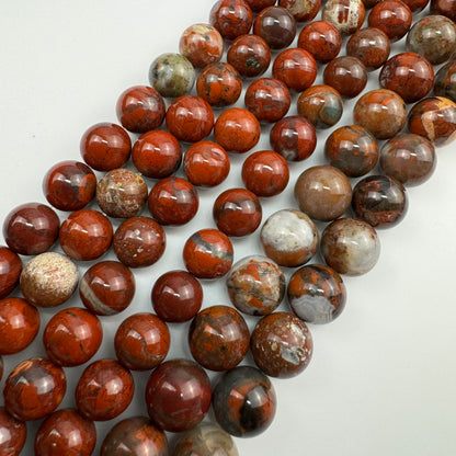Red Flower Jasper Polished  Round Beads image 4