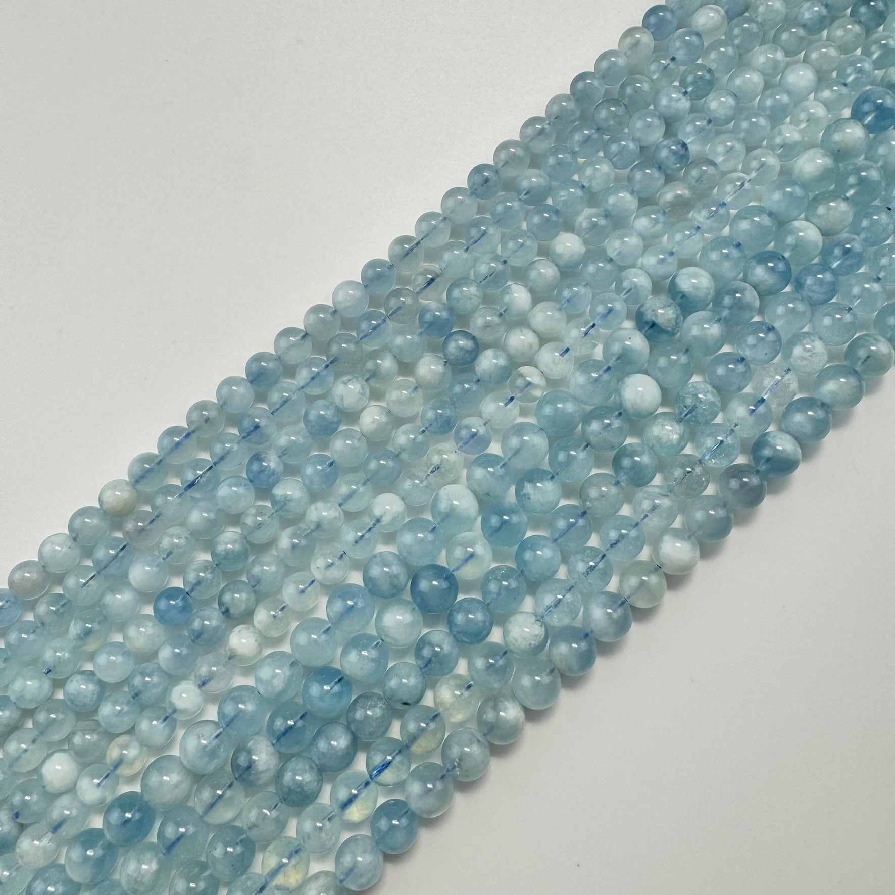 Aquamarine AA Polished Round Gemstone Beads image 3