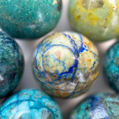 Blue Azurite Chrysocolla Polished Round Beads  (10mm) image 1