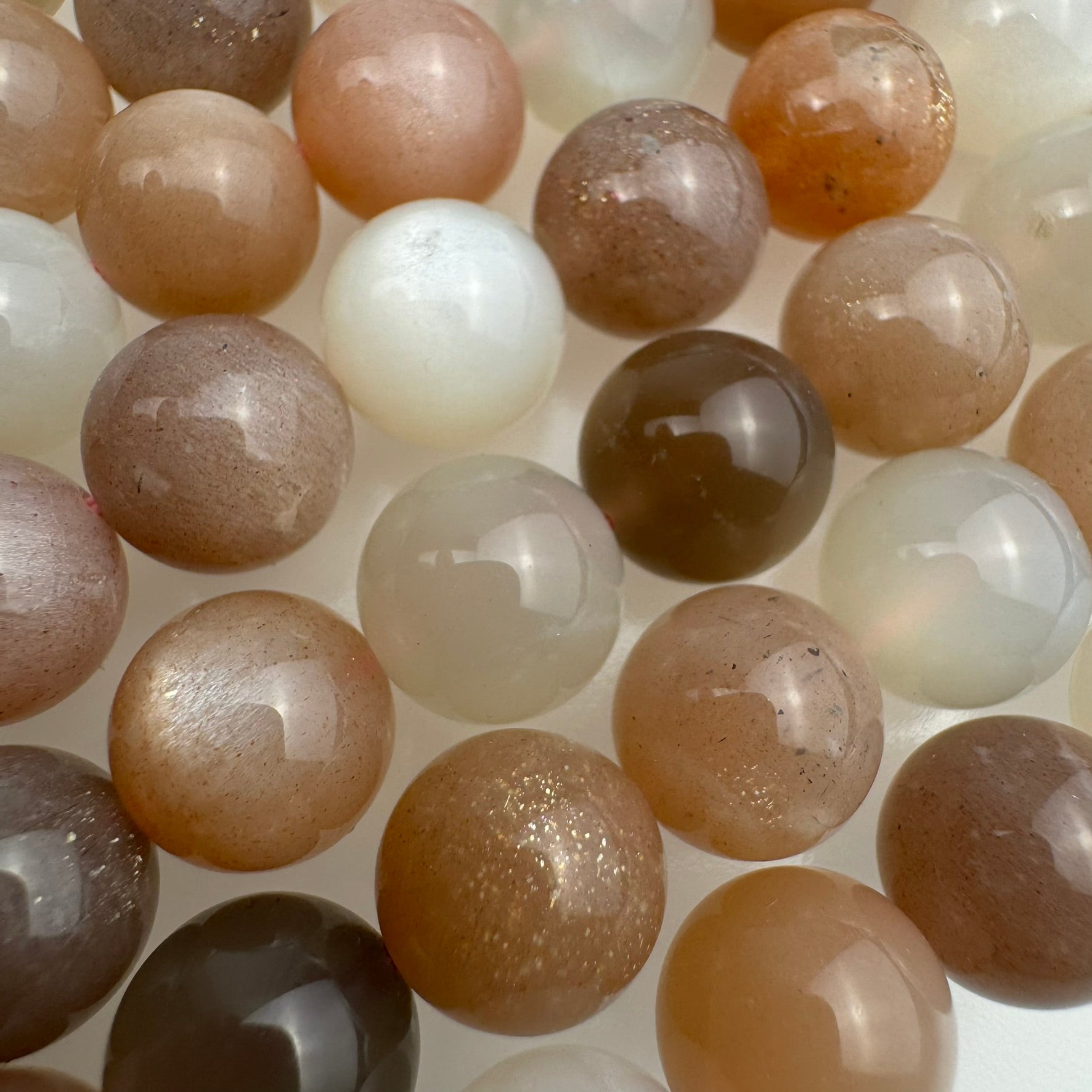 Mix-Pink Moonstone & Sunstone AA Polished Round Beads image 2